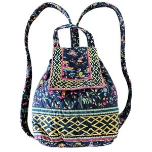 Vintage VERA BRADLEY Black and Multicolored Floral Quilted Backpack